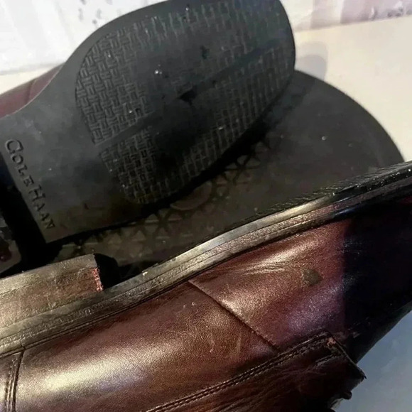 Cole Haan Derby Dress Shoes Mens Size 11 Brown Lace Up Leather Square Apron Toe - Picture 5 of 8